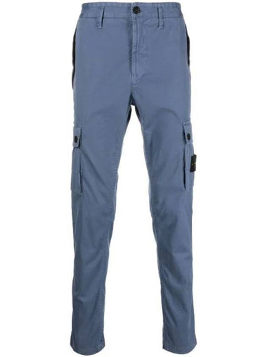 Wappen Patch Slim Fit Straight Pants Blue - STONE ISLAND - BALAAN 1