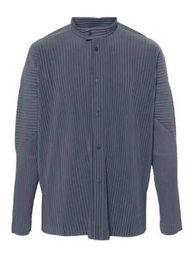 Pleated Stand Up Collar Long Sleeve Shirt Grey - ISSEY MIYAKE - BALAAN 1