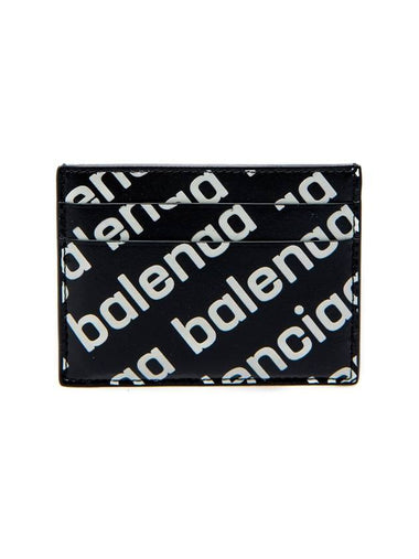 White Logo print Card Wallet Black - BALENCIAGA - BALAAN 1