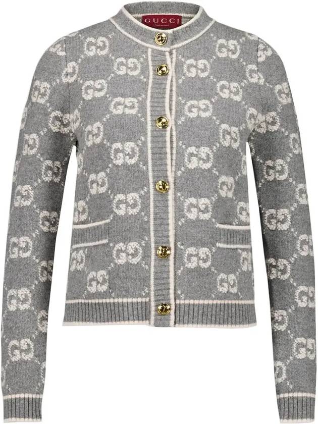 GG Boucle Jacquard Cardigan Grey - GUCCI - BALAAN 3