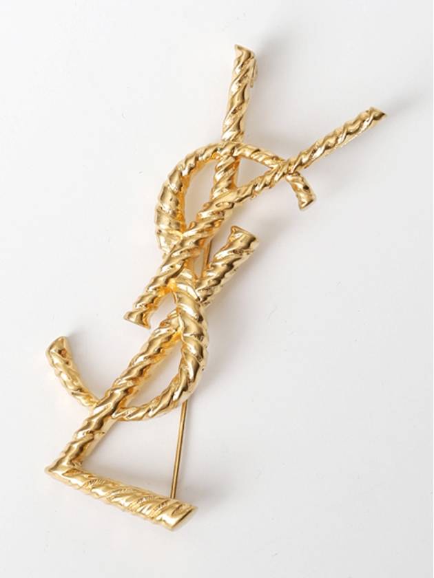 Opyum Ysl Twisted Brooch In Metal Gold - SAINT LAURENT - BALAAN 4