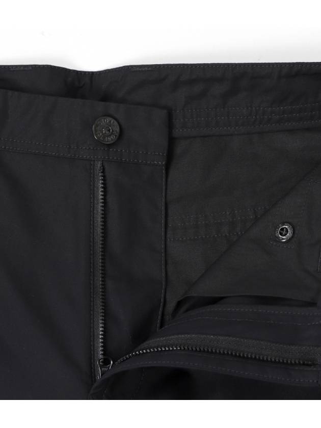 Regular Fit Cargo Cotton Canvas Straight Pants Black - STONE ISLAND - BALAAN 9