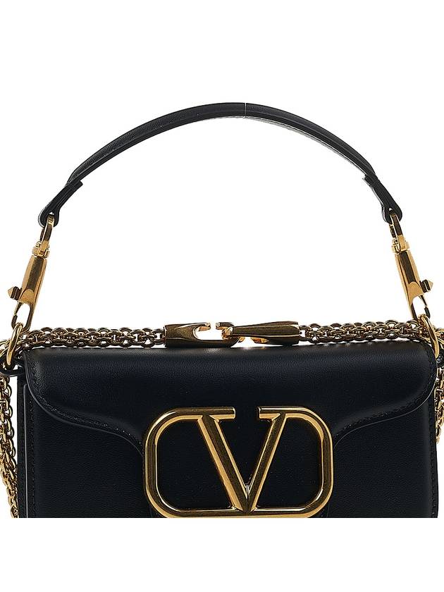 V Logo Buckle Calfskin Small Shoulder Bag Black - VALENTINO - BALAAN 9