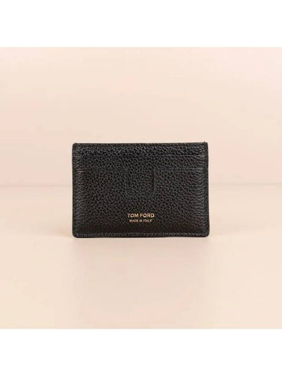 Classic Logo Grain Leather Card Wallet Black - TOM FORD - BALAAN 2