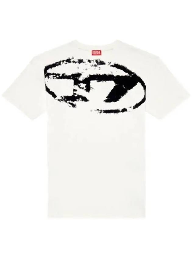 Distressed Flocked Logo Short Sleeve T-Shirt White - DIESEL - BALAAN 4