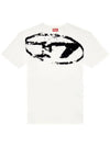 Distressed Flocked Logo Short Sleeve T-Shirt White - DIESEL - BALAAN 3