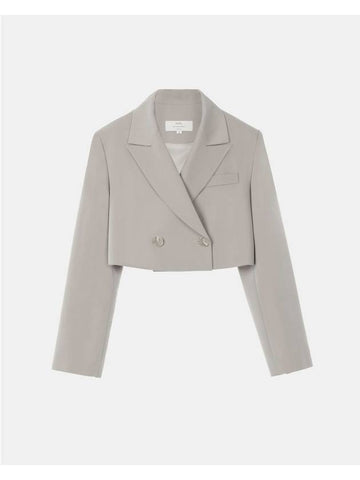 Colin Office Setup Double Button Peak Lapel Crop Short Jacket Grey Beige - RAMUSTUDIO - BALAAN 1