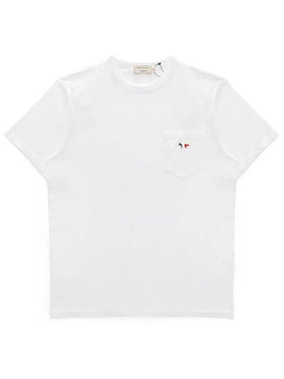 Tricolor Fox Patch Classic Pocket Short Sleeve T-Shirt White - MAISON KITSUNE - BALAAN 2