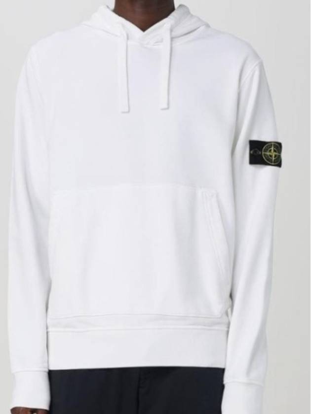 Cotton Fleece Garment Dyed Hoodie White - STONE ISLAND - BALAAN 3