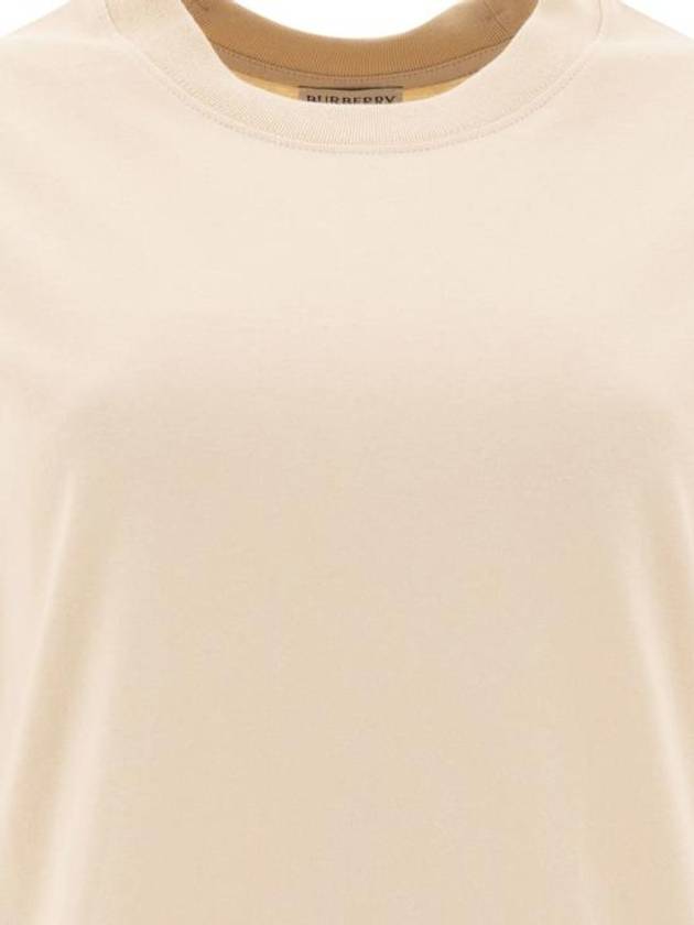 Check Label Cotton Short Sleeve T-Shirt Beige - BURBERRY - BALAAN 5