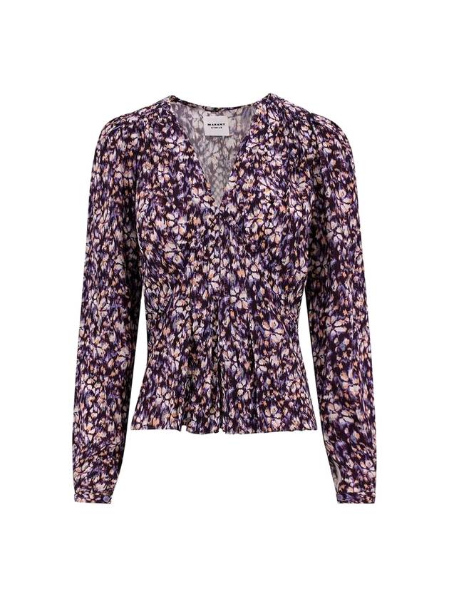 Floral V-neck viscose blouse purple - ISABEL MARANT ETOILE - BALAAN 1