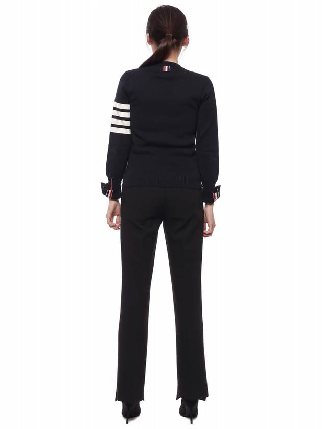 Milano Stitch Crewneck 4-Bar Cotton Crepe Knit Top Navy - THOM BROWNE - BALAAN 6