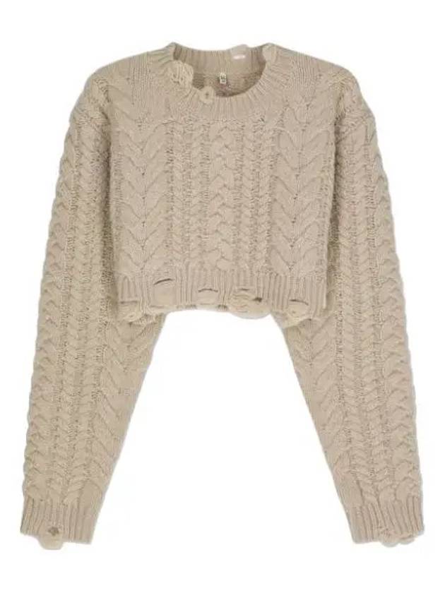 Distressed Crop Cable Knit Oatmeal - R13 - BALAAN 1