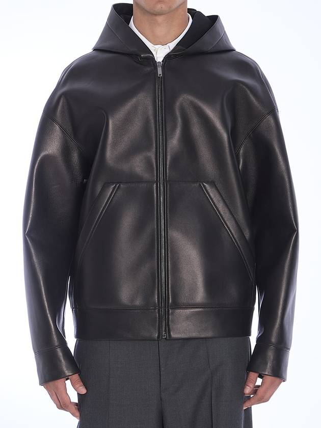 Leather Hooded Jacket - VALENTINO - BALAAN 1