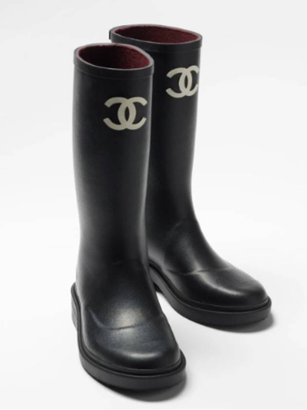 CC Logo High Rubber Rain Boots Black - CHANEL - BALAAN 4