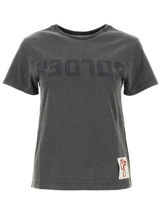 Distressed Slim-Fit Short Sleeve T-Shirt Grey - GOLDEN GOOSE - BALAAN 2