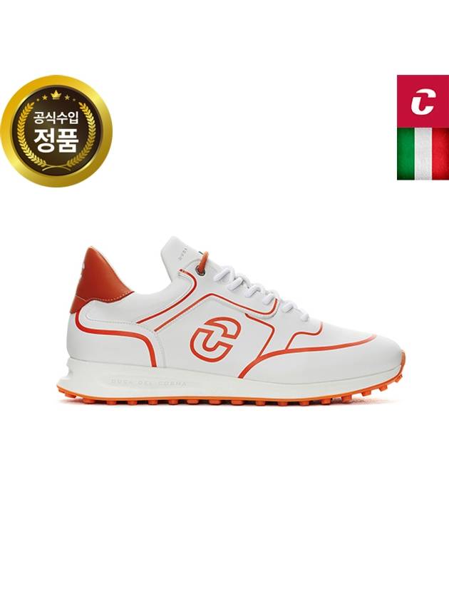 Official Italian handmade golf shoes FLYER JL3 WHITE ORANGE - DUCA DEL COSMA - BALAAN 1