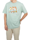 Surfing Foxes Logo Print Short Sleeve T-Shirt Sky Blue - MAISON KITSUNE - BALAAN 5