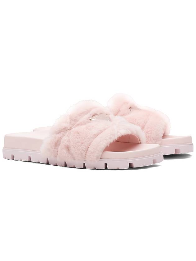 Shearling fur slide slippers baby pink - PRADA - BALAAN 2