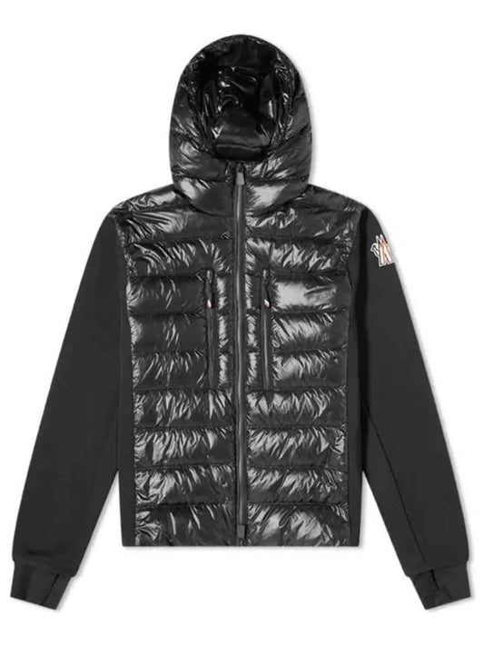 Grenoble Logo Patch Hood Padding Mix Jacket Black - MONCLER - BALAAN.