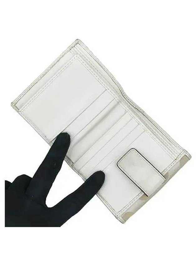 Signature logo jacquard ivory leather trim bi fold wallet - COACH - BALAAN 3