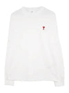 Small Heart Logo Long Sleeve T-Shirt White - AMI - BALAAN 2