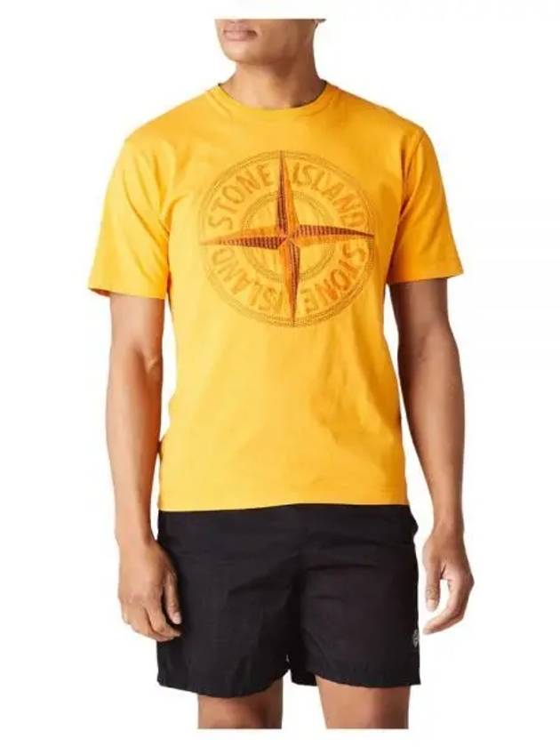 Stitches Three Embroidery Short Sleeve T-Shirt Orange - STONE ISLAND - BALAAN 2