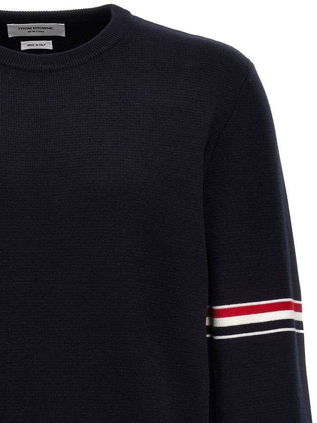 Men's Milan Stitch Armband Crew Neck Knit Top Navy - THOM BROWNE - BALAAN 4