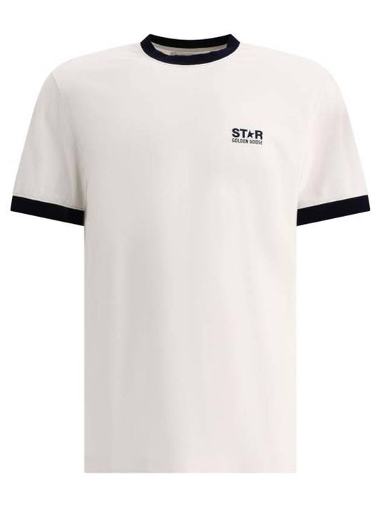 Logo Cotton Short Sleeve T-shirt Dark Blue White - GOLDEN GOOSE - BALAAN 1