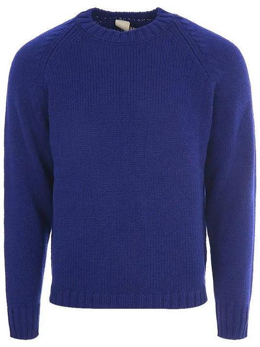 Men’s Merino Wool Knit Top Blue - TEN C - BALAAN 2