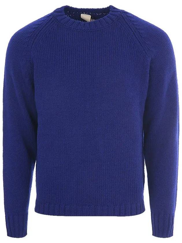 Men’s Merino Wool Knit Top Blue - TEN C - BALAAN 3