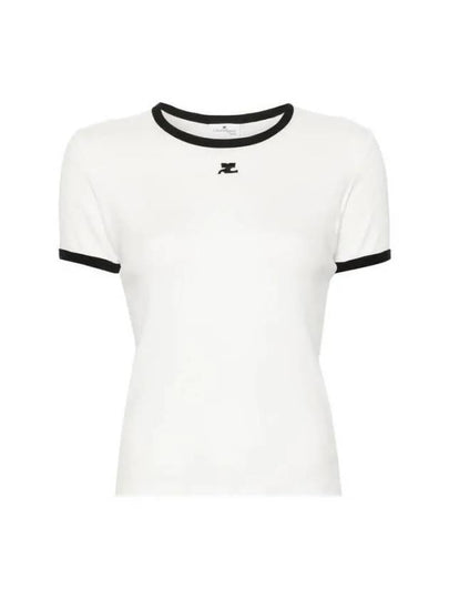 Contrast Signature Short Sleeve T-Shirt White - COURREGES - BALAAN 2