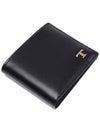 Men's Logo Plaque Leather Half Wallet Black - TOD'S - BALAAN 6