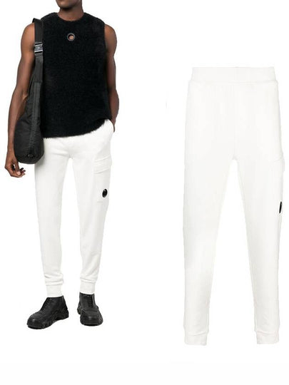 Diagonal Raised Fleece Cargo Track Pants White - CP COMPANY - BALAAN 2