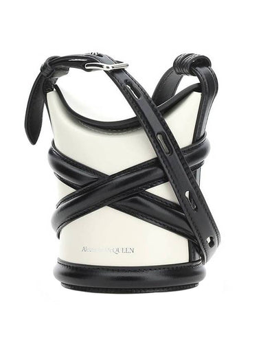 The Curve Two-Tone Bucket Bag White Black - ALEXANDER MCQUEEN - BALAAN 1