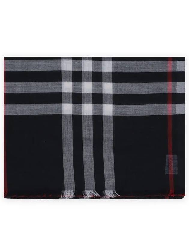 Checkered Wool Silk Scarf Navy - BURBERRY - BALAAN 2