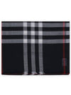 Checkered Wool Silk Scarf Navy - BURBERRY - BALAAN 3