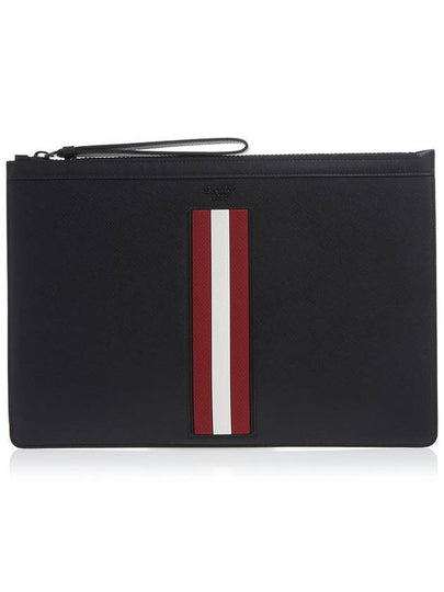 Bollis Large Recycled Leather Clutch Bag Black - BALLY - BALAAN 2