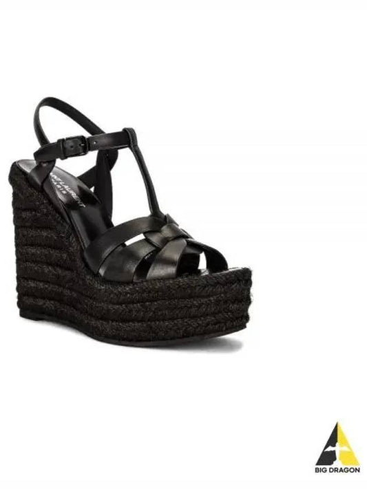 Tribute Espadrille Wedge Heel Black - SAINT LAURENT - BALAAN 2