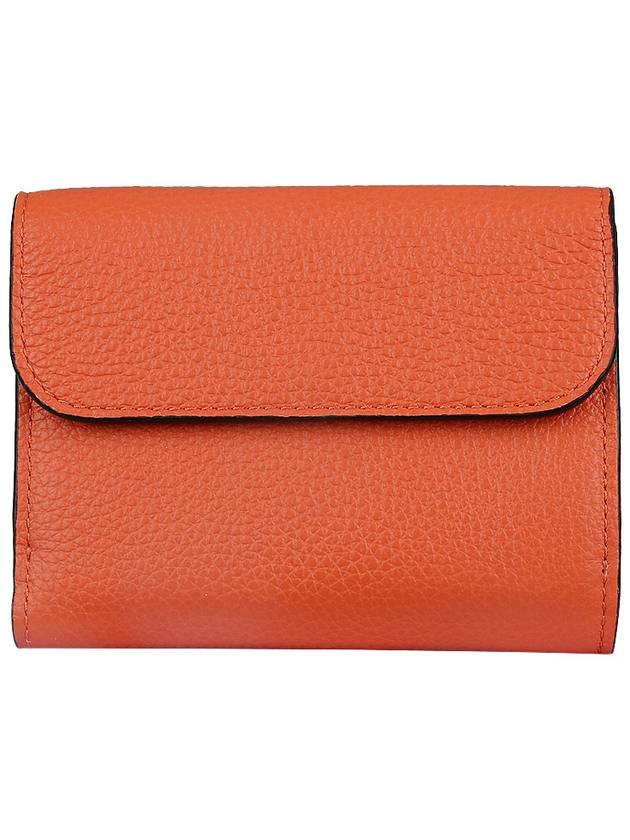 Alphabet Grain Leather Flap Small Half Wallet Orange - CHLOE - BALAAN 5