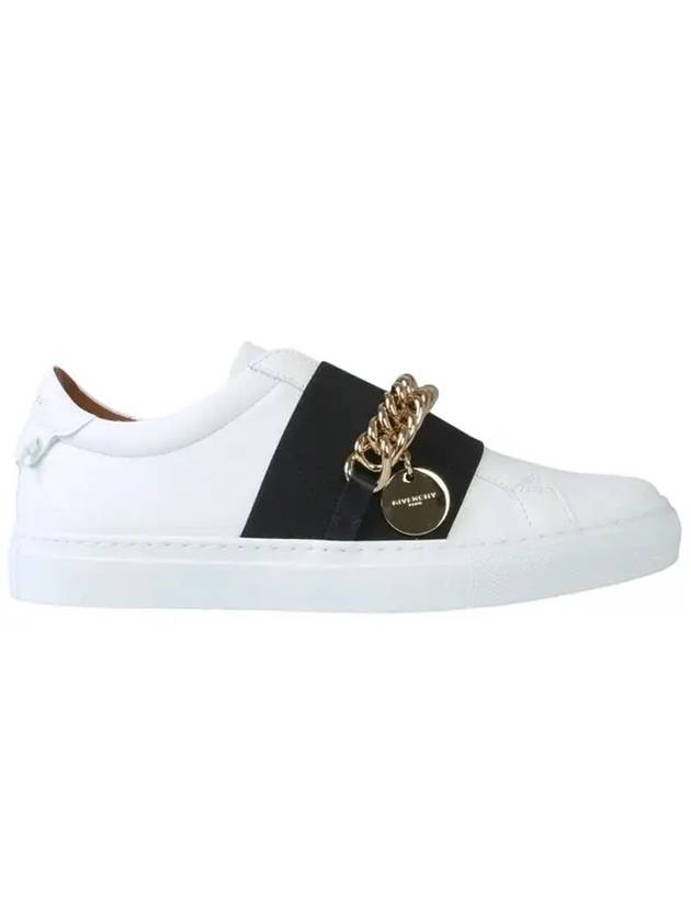 gold logo chain calfskin low-top sneakers black white - GIVENCHY - BALAAN.