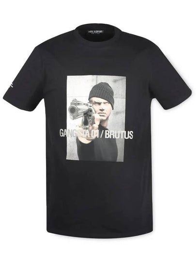 Men's Claudius Gangster Short Sleeve T-Shirt  Black - NEIL BARRETT - BALAAN 2