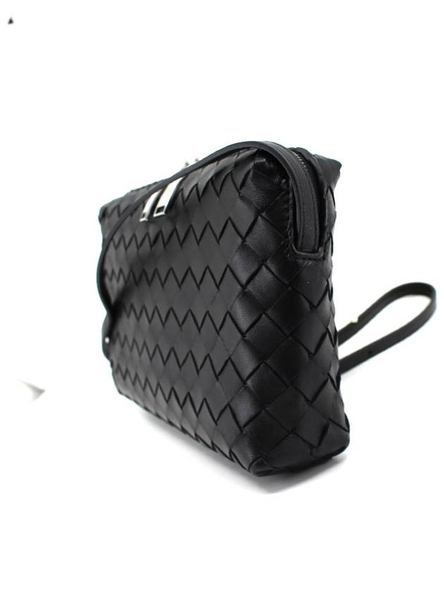 Intrecciato Leather Mini Cross Bag Black - BOTTEGA VENETA - BALAAN 3