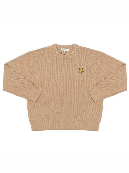 Bold Fox Head Patch Comfort Ribbed Knit Top Beige - MAISON KITSUNE - BALAAN 2