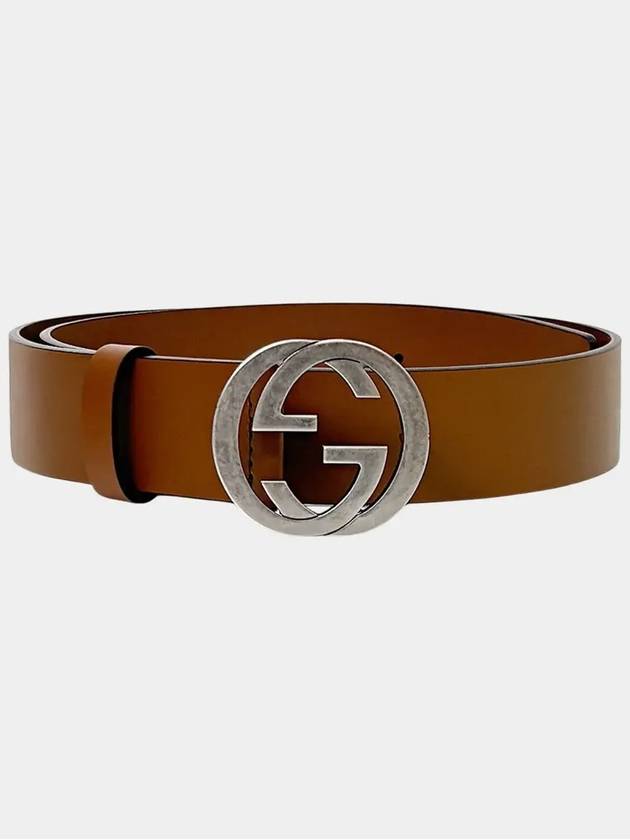 Interlocking Leather Belt Brown - GUCCI - BALAAN 7