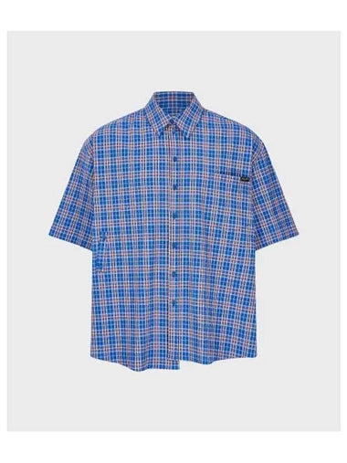 M SS Rab wrap shirt blue CHECK - MARTINE ROSE - BALAAN 1