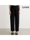 Light Twill Suiting Relaxed Pleated Slacks Black - GANNI - BALAAN 5