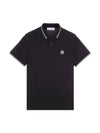 Stretch Cotton Pique Short Sleeve Polo Shirt Black - STONE ISLAND - BALAAN 2