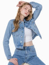 JEANS Women s Light Blue Crop 90S Denim Jacket J223683 1AA - CALVIN KLEIN - BALAAN 1