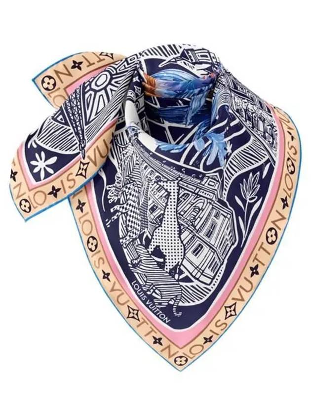 Jardin Des Plantes Square 90 Scarf Blue - LOUIS VUITTON - BALAAN 4